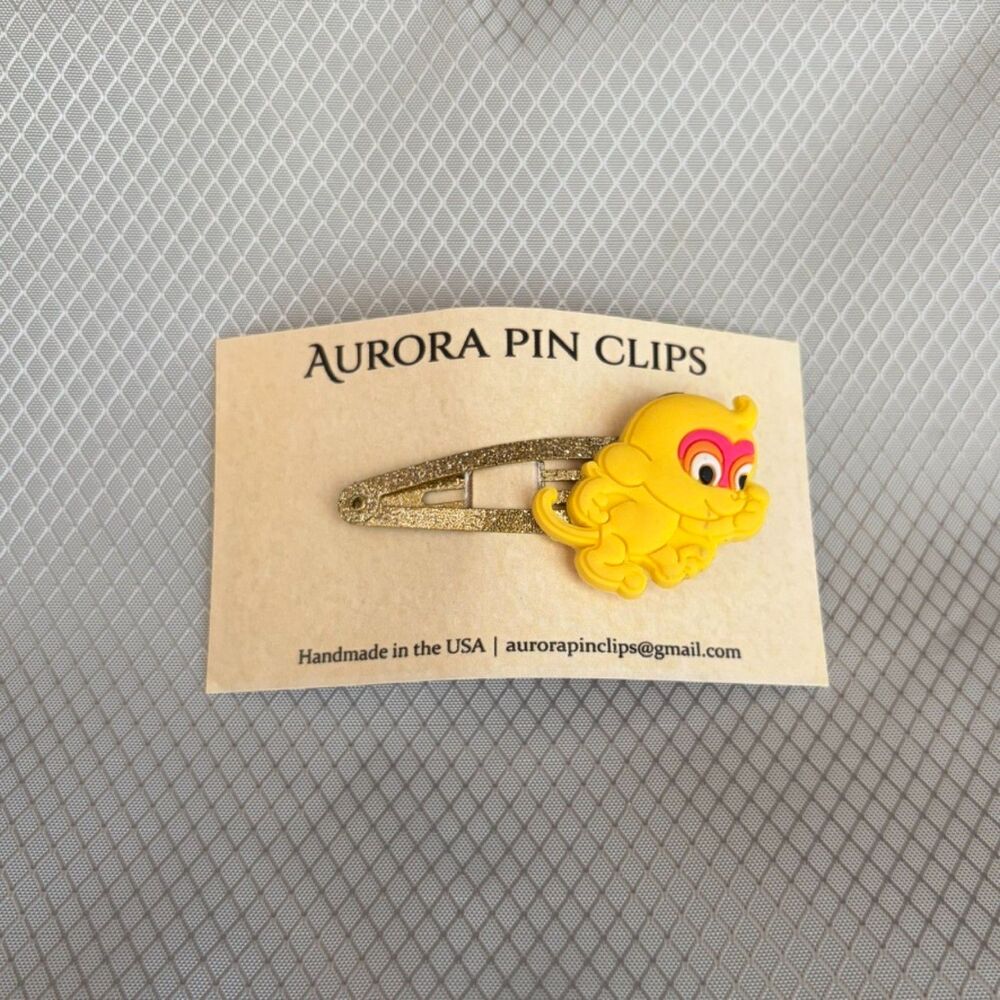 Aurora Pin Clips 55mm Hair Clip - Monchhichi Yellow Monkey